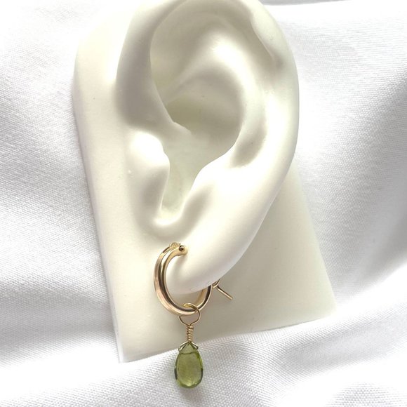 Women's August Birthstone Earrings Genuine Peridot & 14K Gold-Filled Hoo… - Picture 2 of 2